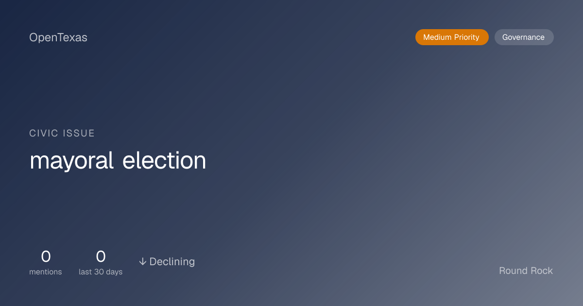 Mayoral Election in Round Rock: News & Council Decisions | OpenTexas